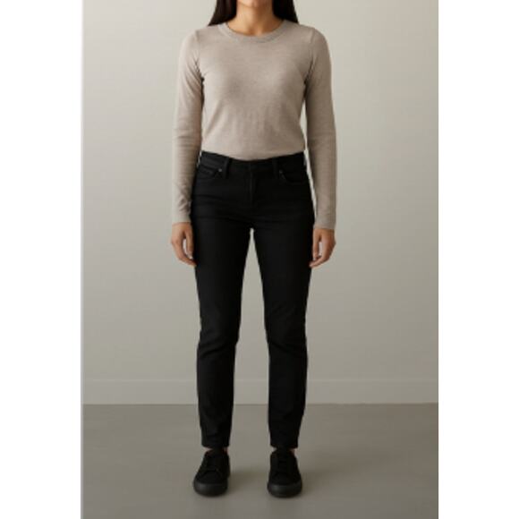 Black Stretch Straight-Leg Jeans Ariya Jeans Size 14 - Picture 1 of 12